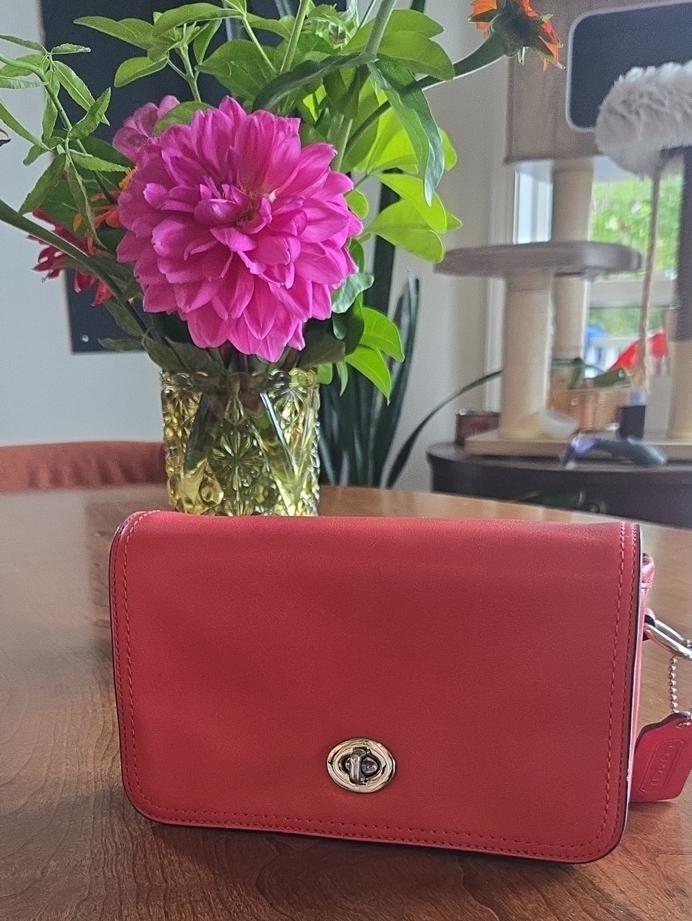 Coach Crossbody Orange/Red Leather G1269 19914 NWOT Silver Hardware Turnlock